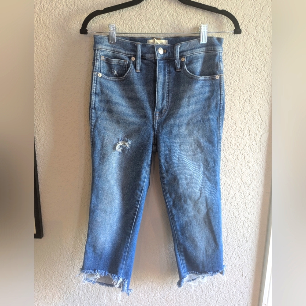 Madewell 10" High-Rise Skinny Crop Distressed 5 Pocket Denim Size 26 Fair Trade